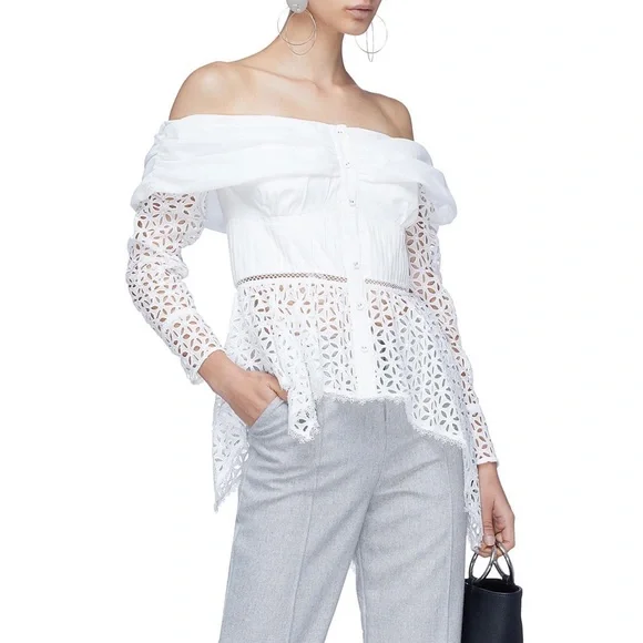Self-Portrait | Tops | Nwt Self Portrait Off Shoulder Eyelet